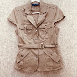 Women's Bandolino Blu Khaki Flak Jacket with Matching Belt Small